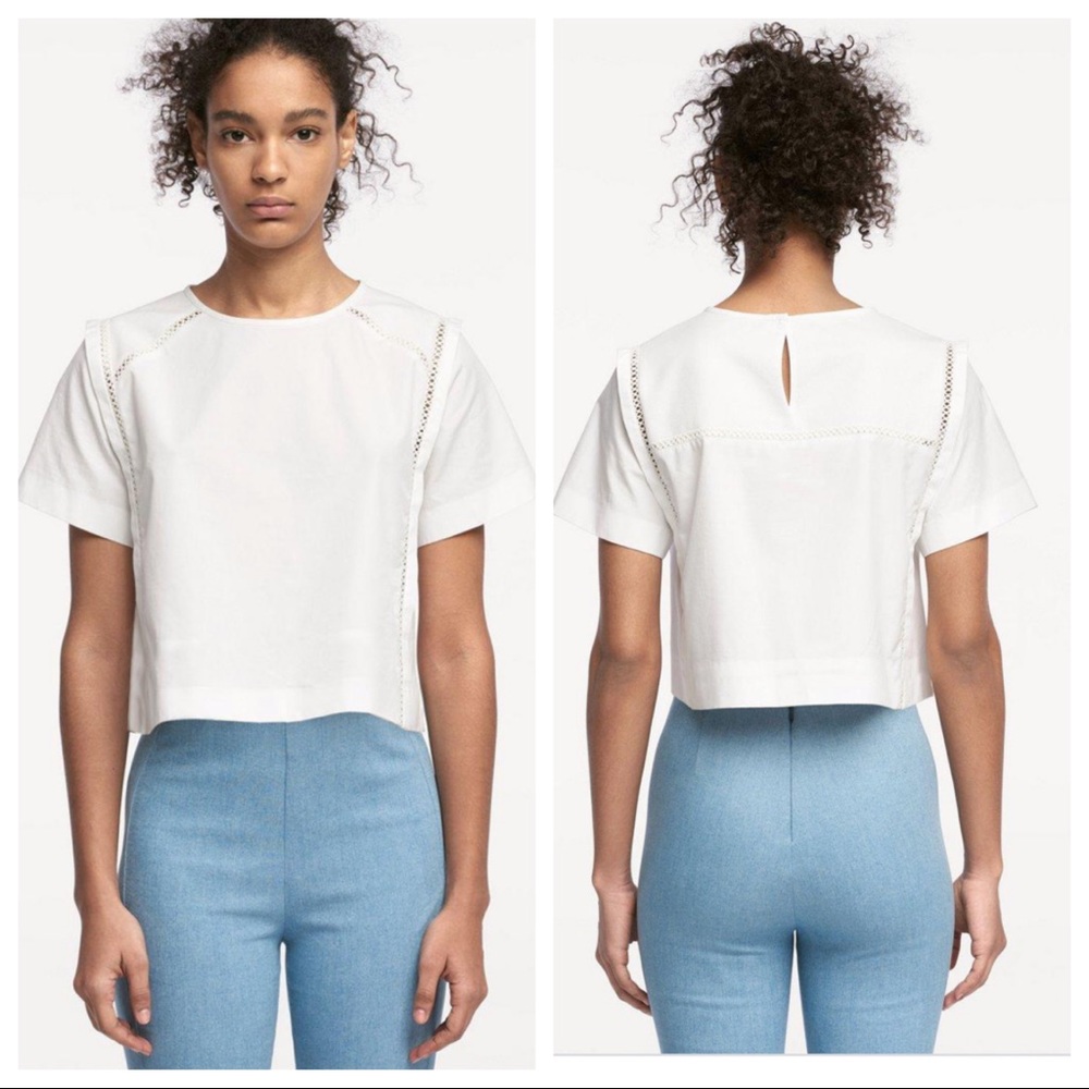 Rag & Bone Alta Cropped Knit Trim Blouse